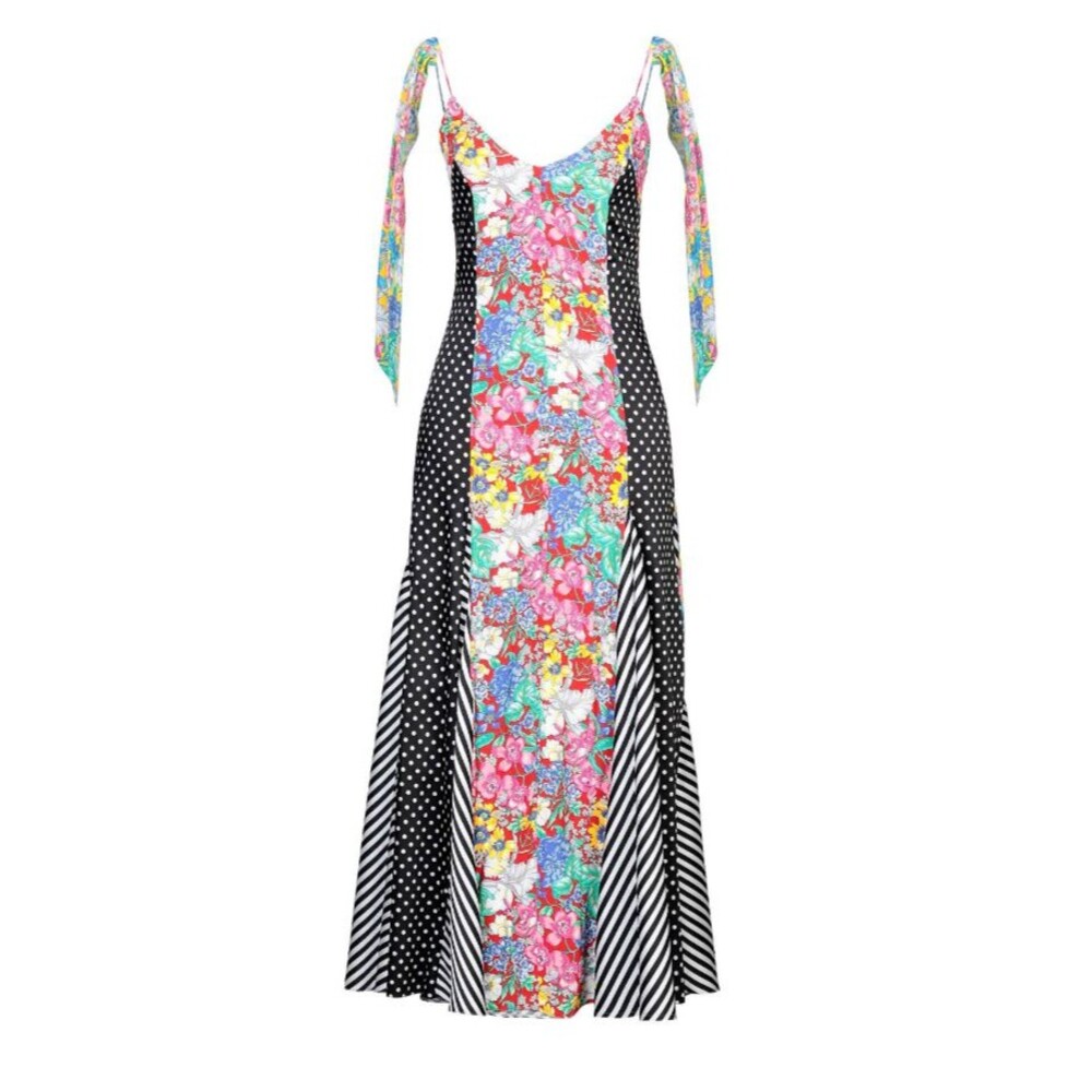 RACIL X Aquazzura Panarea Long Contrast Panel Cocktail Party Dress Sz 42/US 10